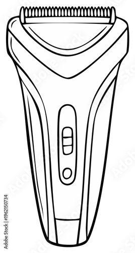 Stylized Outline Drawing of a Modern Electric Shaver for Men and Personal Grooming