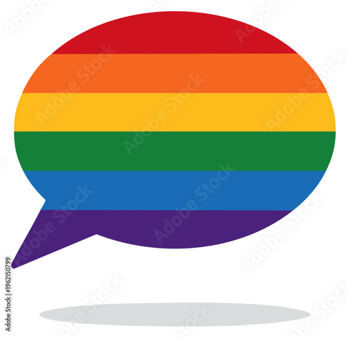 Rainbow Speech Bubble Icon Promoting Diversity, Inclusion, Equality, Tolerance, LGBTQ+, Pride Concept for Communications