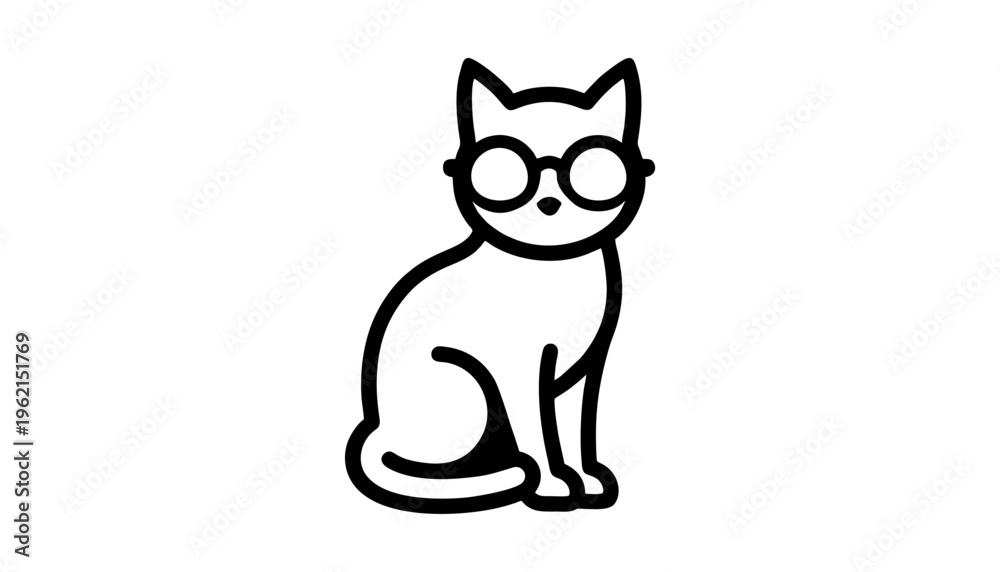 Fototapeta premium Walking Cat Silhouette with Paw Trail – Minimal Story Vector