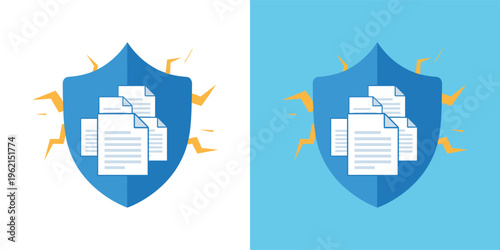 Secure digital documents with a strong shield protecting sensitive information from cyber threats. Data privacy and file safety concept for secure storage and access