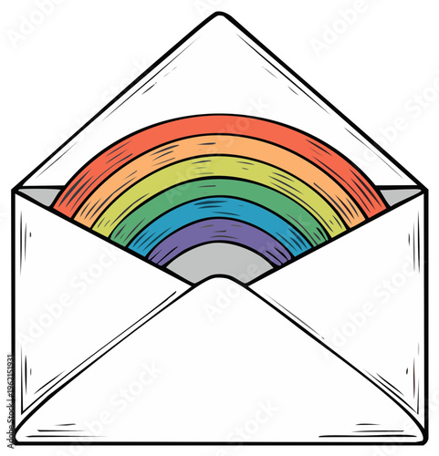 Open Envelope Reveals Rainbow Arc Inside Symbolizing Hope And Good News
