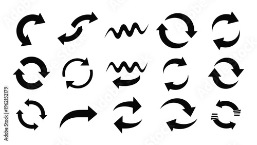 Collection of black arrows on white background