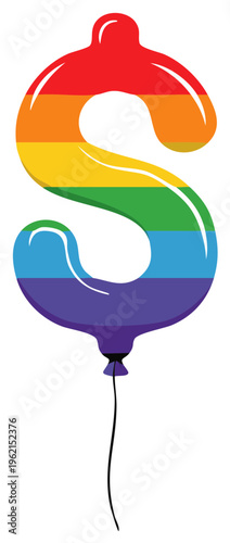 Vibrant rainbow dollar symbol balloon representing LGBTQ pride community financial power and economic inclusion