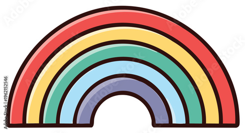 Colorful cartoon rainbow illustration, vibrant graphic design element.