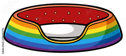 Colorful pet bed with rainbow stripes, soft and comfy design for small dogs or cats