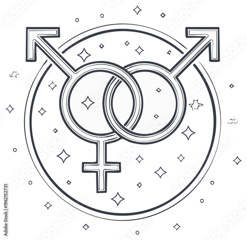 LGBTQ+ Pride Symbol in Circle with Stars