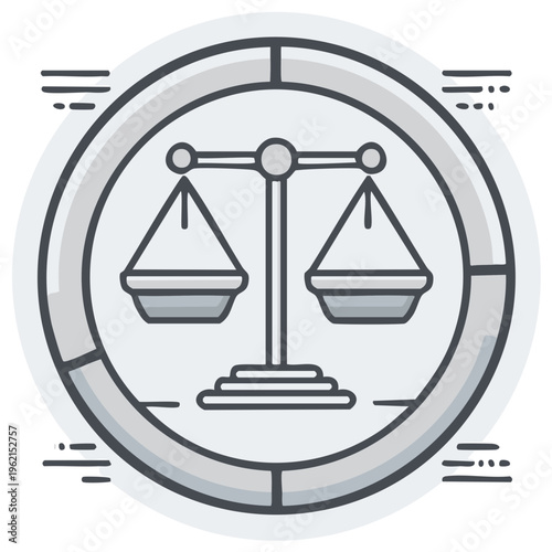 Balance Scales within a Circle Symbolizing Justice and Equilibrium, Representing Fairness and Impartiality in Decision Making