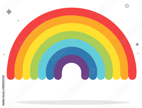 Colorful Rainbow Arch Illustration with Seven Bands, Vector Design, Joy and Optimism, Happy Feeling, Fantasy Sky, and Cartoon Icon