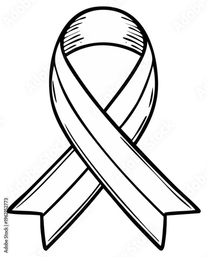 Hand Drawn Awareness Ribbon Symbol Solidarity Support Hope Awareness Campaign Doodle