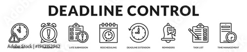 Professional banner representing deadline control tools for managing urgent tasks, adjusting schedules, and maintaining productivity in Lineal Icon Style