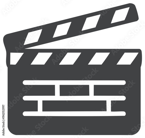 Black and white movie clapper board for film production and cinema industry symbol