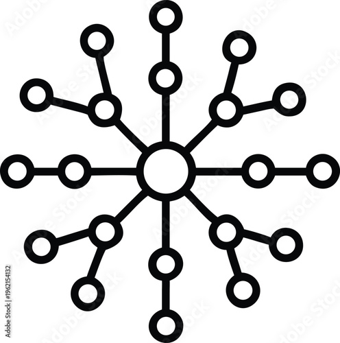 neural network node with glowing connection points vector illustration