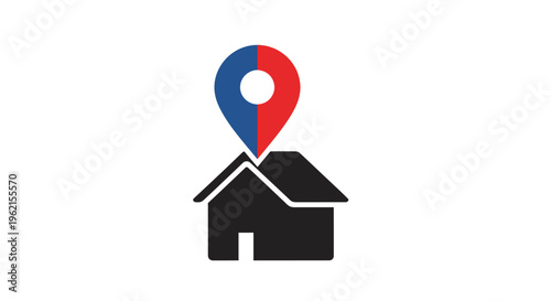 A simple house icon with location marker.