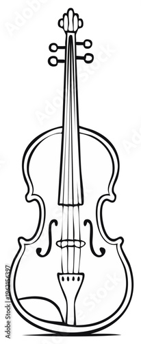 Violin in black and white sketch style, musical instrument illustration.