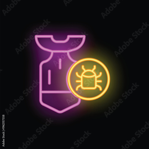 Neon style icon of a logic bomb, representing a cyber attack