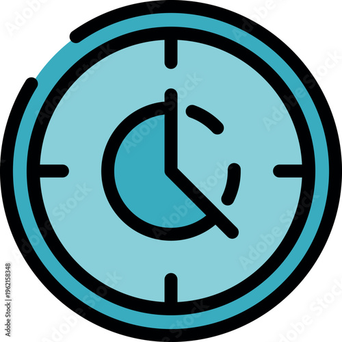 Clock face with rotating partial circle suggesting time passing, symbolizing time management and efficiency