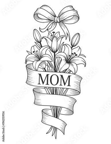 Elegant mother's day bouquet with a decorative ribbon and bow