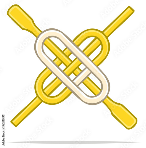 Decorative Knot with Crossed Oars Simple Flat Design Graphic Element Illustration