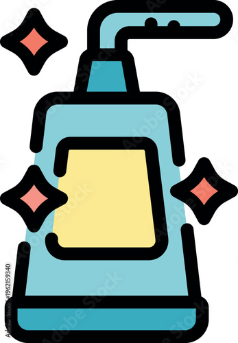 Sparkling clean detergent bottle spraying soap suds, ideal for dishwashing, laundry, and various household chores