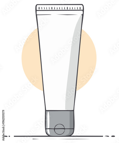 Illustration of a blank white squeeze tube for cosmetic cream or lotion product packaging
