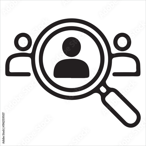 HR Recruitment Line Icon Vector, Hiring Process and Talent Acquisition Symbol EPS 10