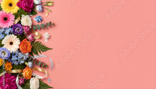 Elegant floral composition with wide copy space for business marketing