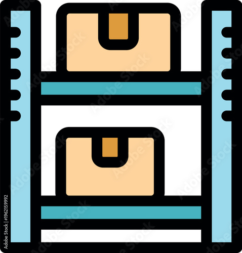 Metal storage rack holding two cardboard boxes, representing warehouse organization and shipping logistics