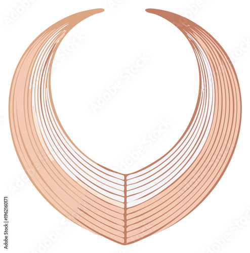 Elegant abstract geometric choker necklace with flowing lines and soft blush gradient.