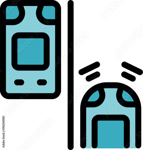 Smart robot vacuum cleaner is receiving instructions for cleaning from a smartphone app