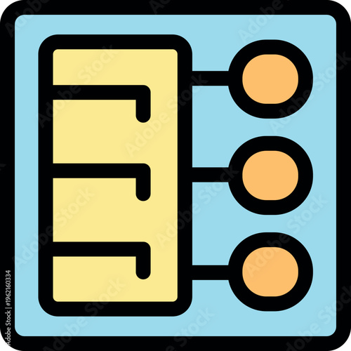 Server rack connecting to multiple nodes representing data flow in a modern data center, emphasizing network infrastructure and connectivity