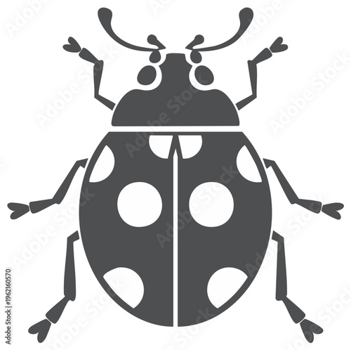 Ladybug silhouette with white polka dots and antennae decoration