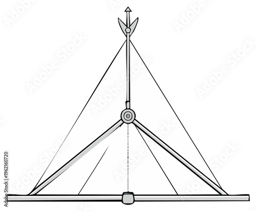 Technical illustration of a geometric measurement device with central axis and lines