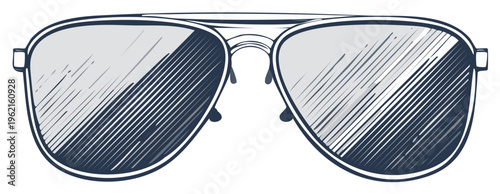 Vintage Style Aviator Sunglasses with Mirrored Lenses and Retro Frame Illustration