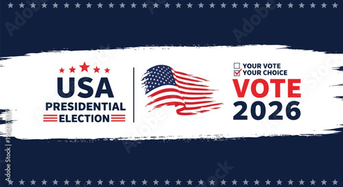 Dramatic patriotic vector illustration with USA flag and election design, perfect for political campaigns, voting promotions, and civic engagement.