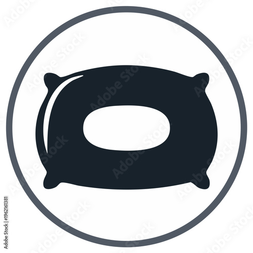 Pillow icon inside a circle, vector design, emblem for sleep and rest