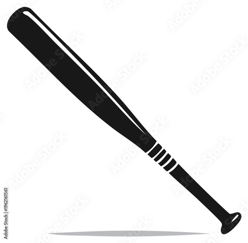 Classic black baseball bat vector illustration representing American sports equipment and games