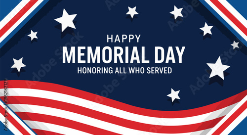 Patriotic design with stars and stripes elements on blue background, concept for memorial day celebration, veteran appreciation and patriotic holidays.