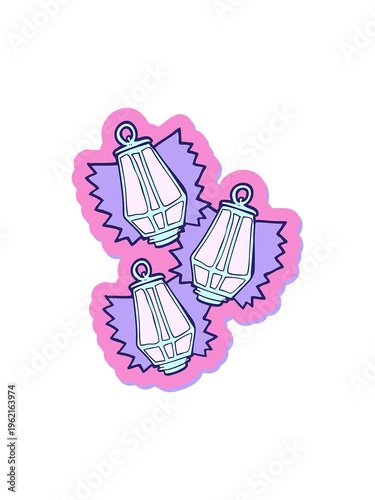 shine light effect animation of sticker of a cartoon christmas lanterns