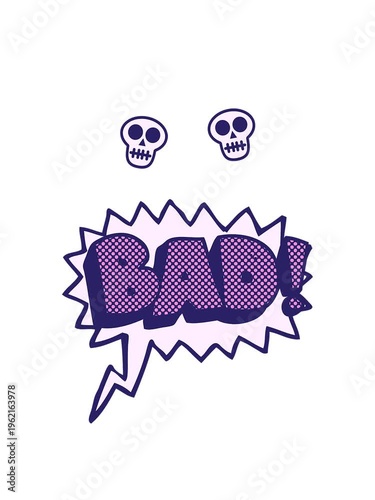 spinning skulls animation of freehand drawn comic book speech bubble cartoon Bad symbol