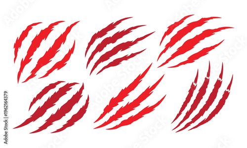 Claw Scratch Marks Set Animal Claw Tear Slash Damage Effect Vector Illustration Collection