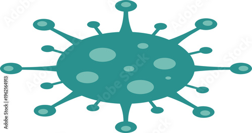 Virus Icon Vector Illustration with Spiky Cell Structure Representing Microorganism, Pathogen, Infection, and Medical Microbiology Concept