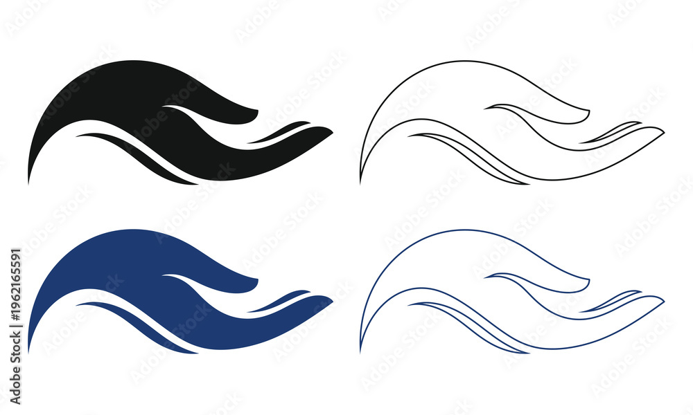 Obraz premium Abstract Hand Shape Care Support Protection Symbol Minimal Vector Illustration