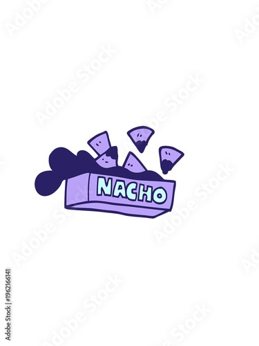 horizontally vibrating animation of hand drawn doodle style cartoon nacho box