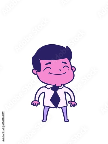 rise and float animation of happy cartoon businessman