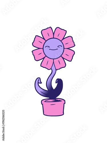 bobbing motion animation of a happy cartoon flower