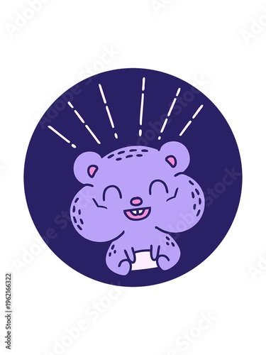 attention grabbing animation of icon of a tattoo style happy hamster