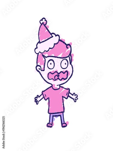 stretching up animation of Christmas Man Chalk Drawing