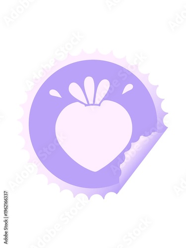 spinning motion animation of circular peeling sticker cartoon of a strawberry