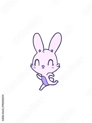 splitting effect animation of rabbit cartoon design