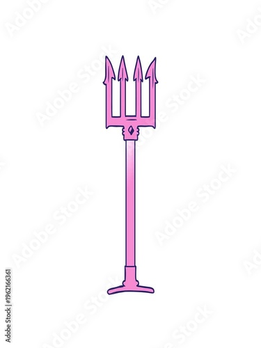 stretching up animation of cartoon trident